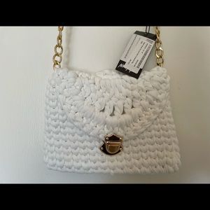 NASTY GAL White Crochet Crossbody Bag